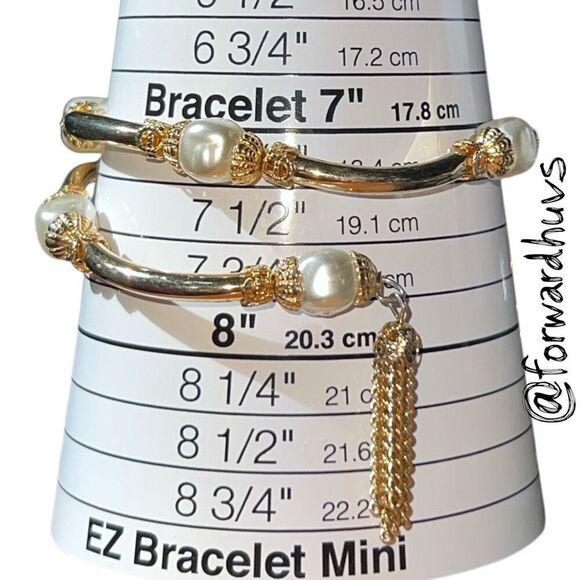 Gold Tone Wrap Bracelet – Elongated Beads, Faux Pearls, Chains & Spacers - Picture 6 of 7